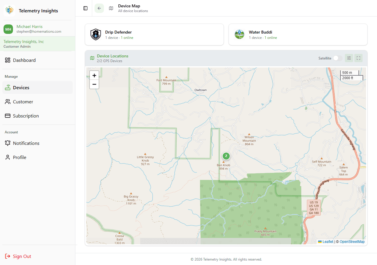 Devices map on desktop